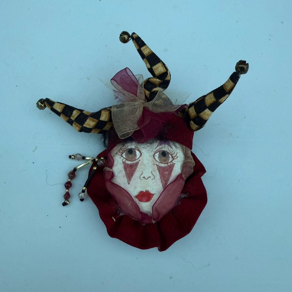 Unique Jester Clown Lapel Pin‎ Brooch Fabric